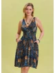 V Neck Robe Blue Ethnic Dress 4513